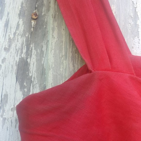 1948's Red Linen Button Up Dress - Picture 5 of 7